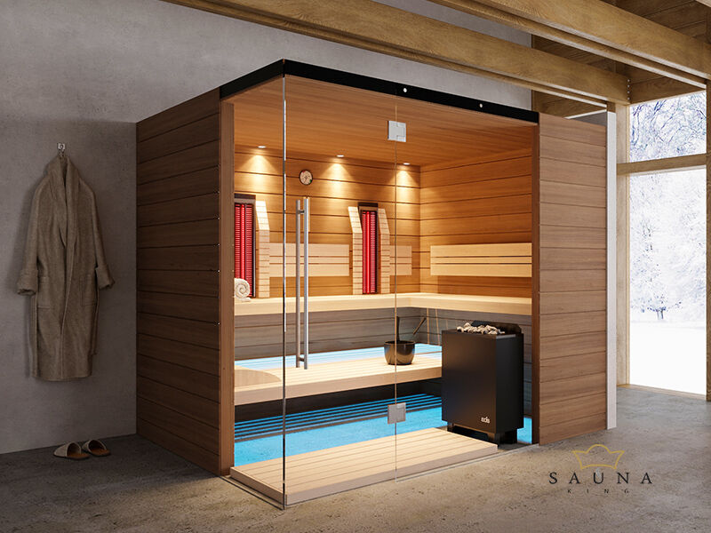SAUNA KING Finn+Infra kombinierte Sauna Rhodos für 4-5 Personen