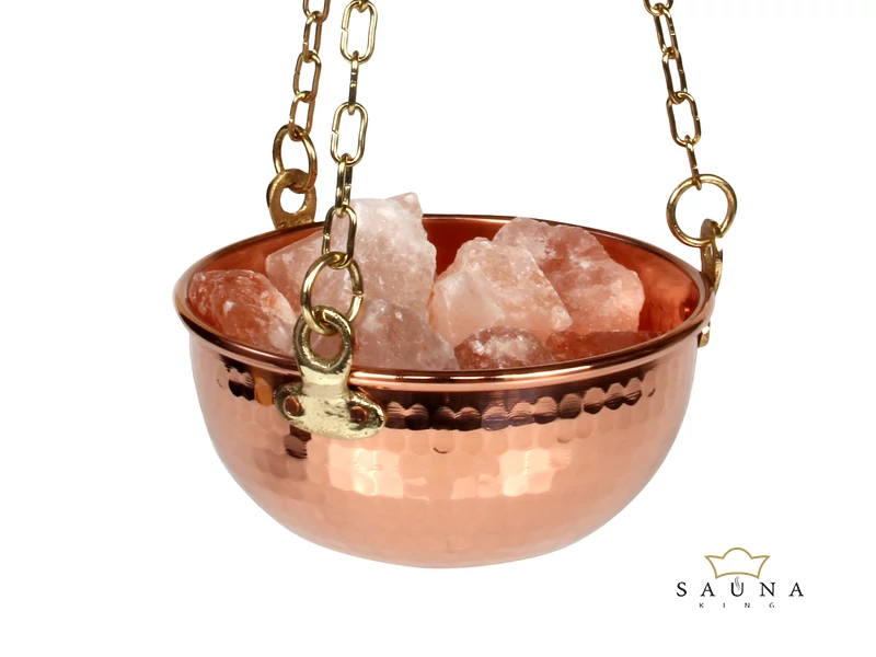 Kupferschale mit 3er Kette u. Holzgriff, 1 L