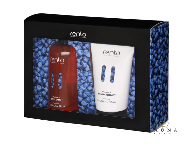 RENTO Sauna Geschenkbox, Duschgel und Saunahonig, Blaubeere