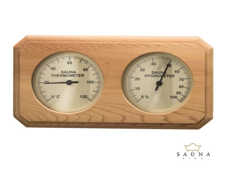 Sauna Thermo- und Hygrometer Quadrat, aus Red Cedar, 8-eckig