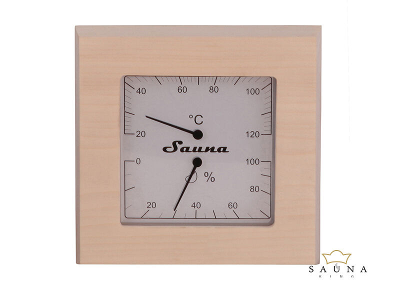Sauna Thermo- und Hygrometer Quadrat aus Espenholz