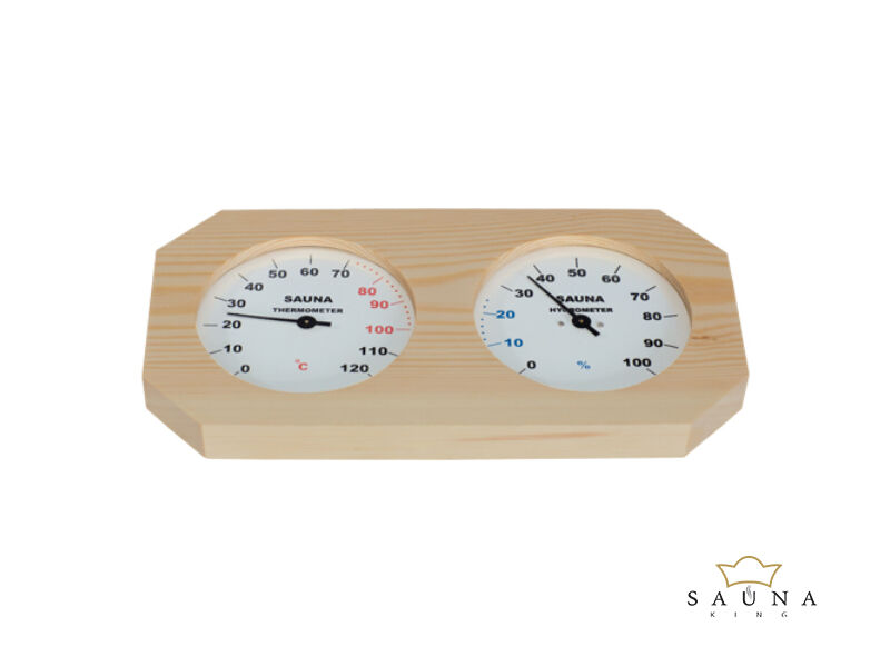 Sauna Thermo- und Hygrometer in Naturholz Rahme, hell
