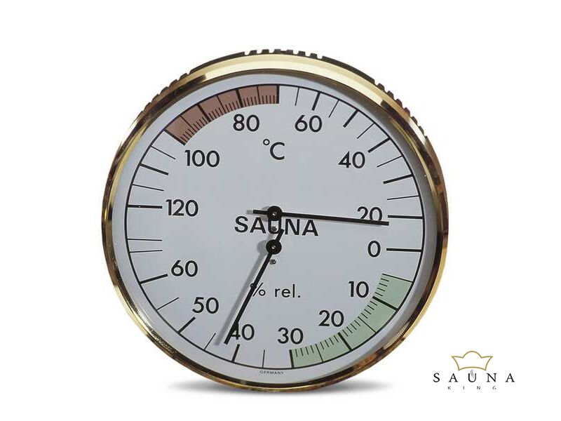 Sauna Thermo-Hygrometer Edelstahl, weiss