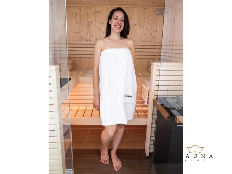 FINNSA Damen Sauna-Kilt Baumwolle, 70cm lang, weiss
