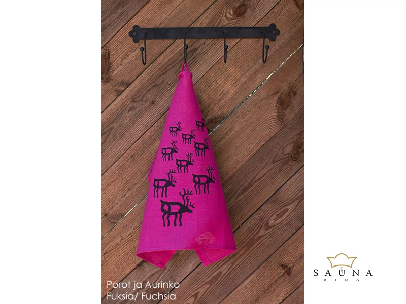 Pikkupuoti Sauna Sitztuch aus 100% Leinen, Fuchsia