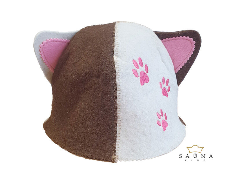 Sauna-Mütze "Katze mit Ohren" aus Wolle