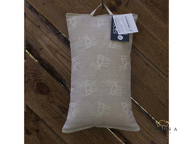 Pikkupuoti Saunakissen aus 70% Leinen-30% Baumwolle, Beige mit Rentier Motiv