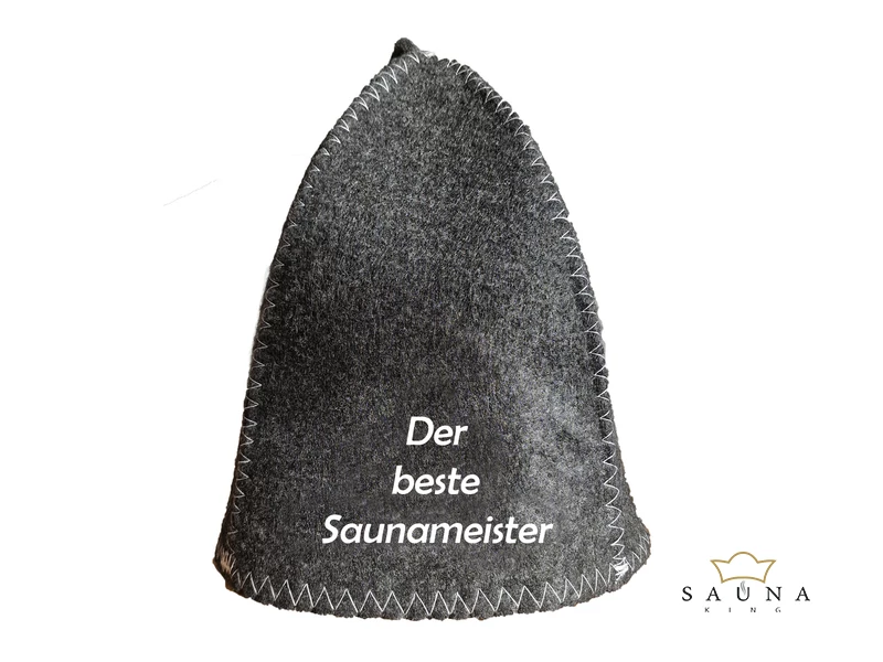 Sauna-Mütze aus Wollmischung, Grau, mit Sauna Motiv IX.