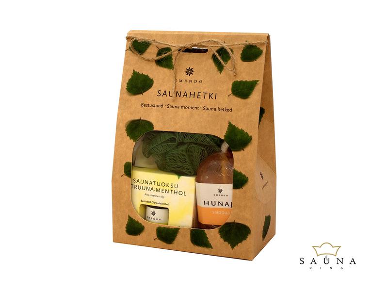 EMENDO Sauna Set, mit Zitrone-Menthol Saunaduft (10ml)