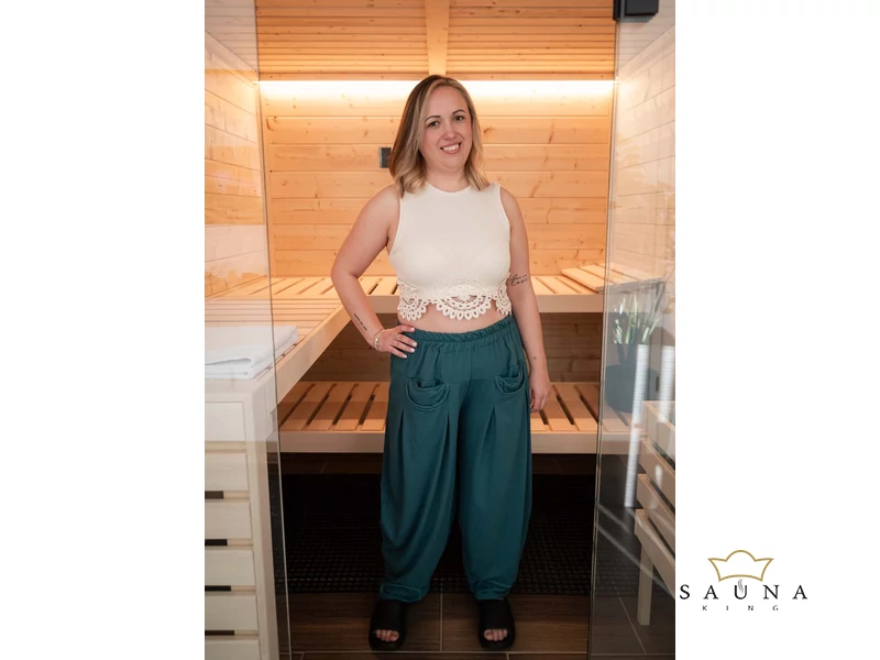 Sauna-, Yoga- oder Haremshose, Petrolblau M