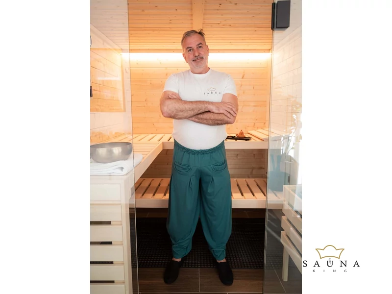 Sauna-, Yoga- oder Haremshose, Petrolblau L/XL